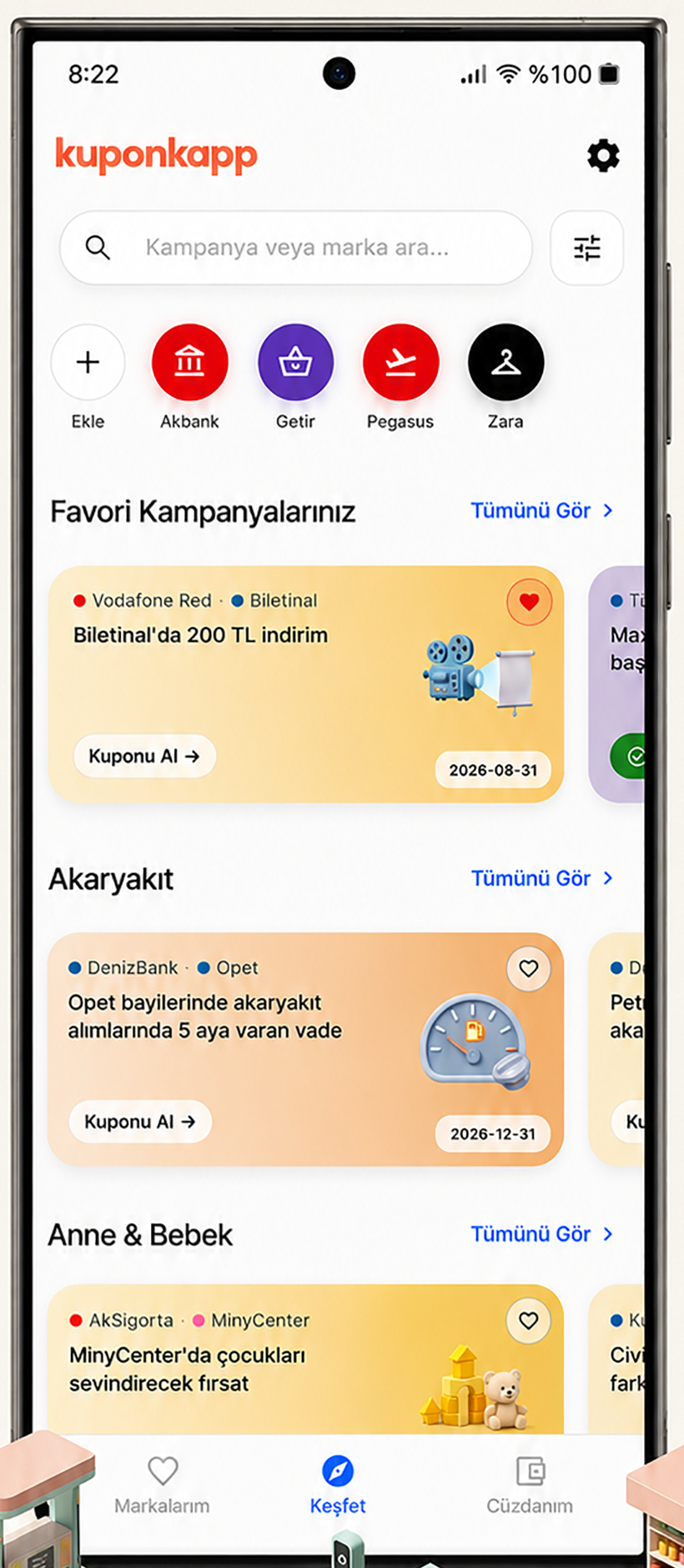kuponkapp ana keşfet ekranı
